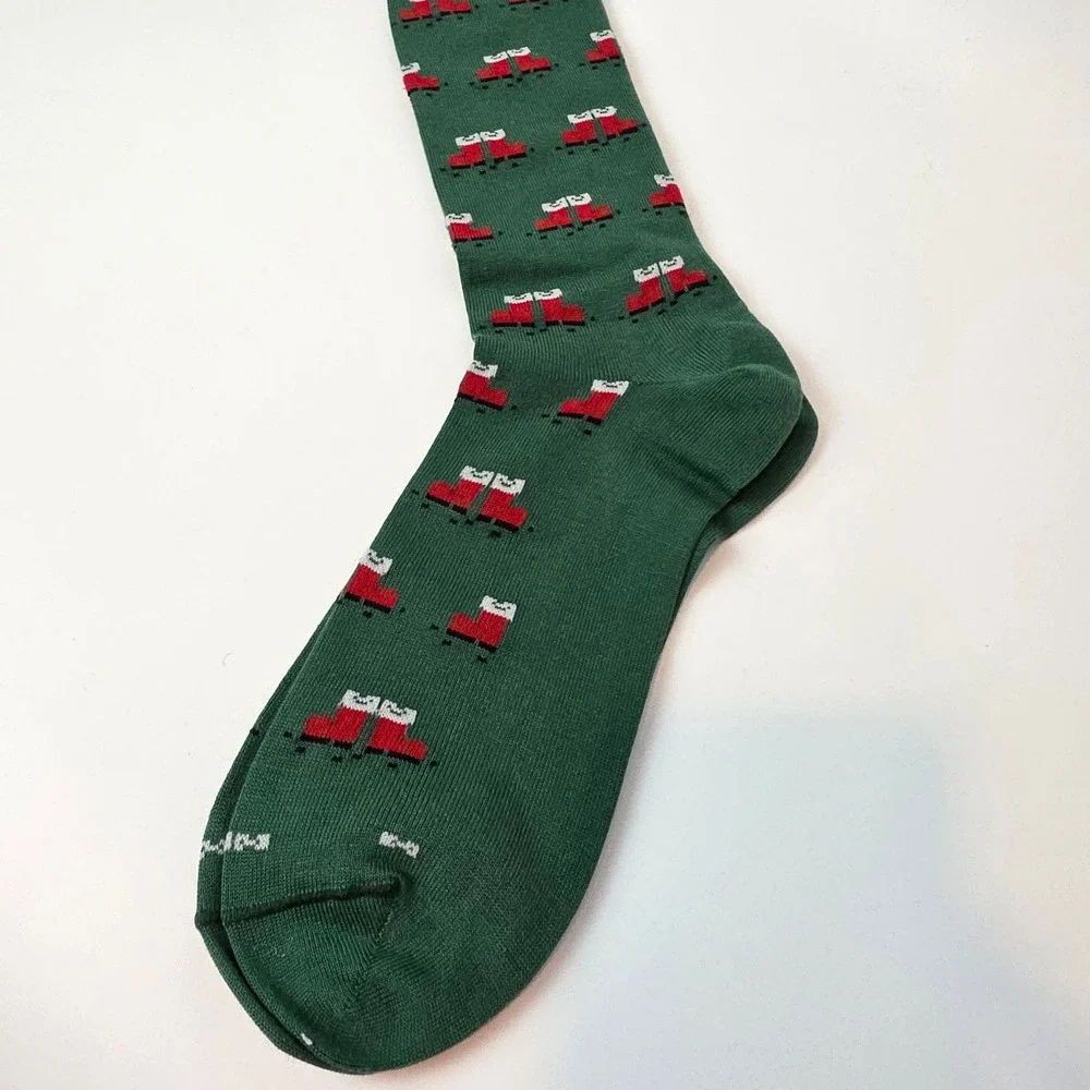 J‎ M CLaughlin Men Santa Boots Green Pima Cotton One Size Socks NWT